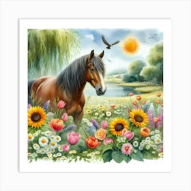 Horse In The Meadow 10 Art Print