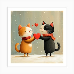 Charming Cats Exchange Heart 1 Art Print