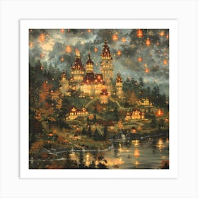 Castle At Night Art Print