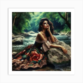 Beautiful Woman In The Forest 5 Art Print