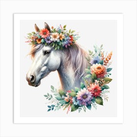 Horse With Flowers 2 Art Print