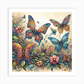 Colorful Butterflies Art Print