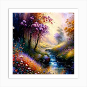 Stream In The Forest 2 Art Print