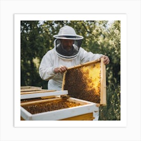 Beekeeper Inspecting Beehives Art Print