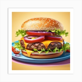 Hamburger On A Plate 193 Art Print