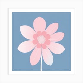 A White And Pink Flower In Minimalist Style Square Composition 137 Art Print