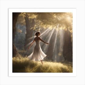 Girl In A Forest Art Print