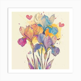 Watercolor Iris 1 Art Print