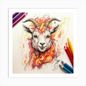 Goat On Fire 61 Art Print