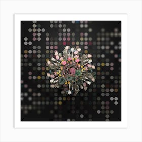 Vintage Shore Cyclamen Floral Wreath on Dot Bokeh Pattern n.0025 Art Print