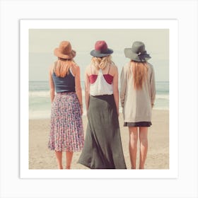 Three Girls On The Beach Art Print