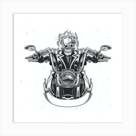 Skeleton On A Motorcycle Art Print