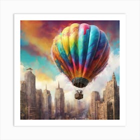 Hot Air Balloon and the city Art Print