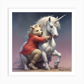 Wolf And Unicorn Art Print