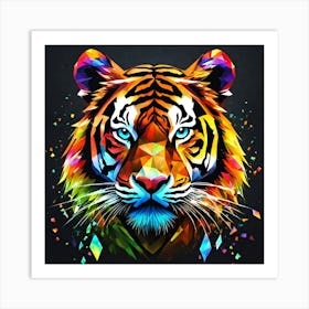 Colorful Tiger Diamond Glass Art Art Print