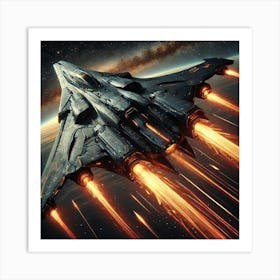 A Sleek And Fast Ember Wing Frigate From The Ignis Art Print