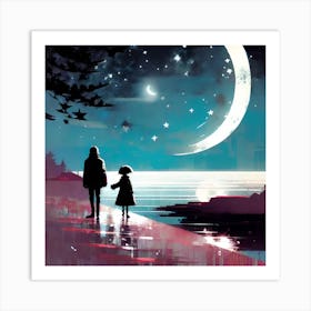 Moonlight lovers Art Print