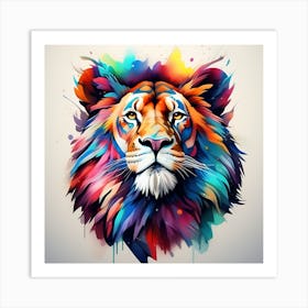 Colorful Lion Head Art Print