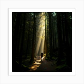 Rays Of Light In The Forest Art Print