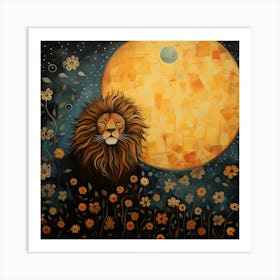 Lion In The Moonlight 1 Art Print