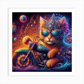 Kitten Biker Art Print