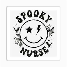 Spooky Nurse Cute Happy Face Funny Halloween Shirt For Nurse Art Print