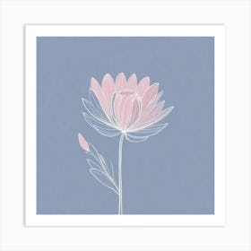 A White And Pink Flower In Minimalist Style Square Composition 91 Art Print