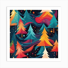 Christmas Tree Seamless Pattern 4 Art Print