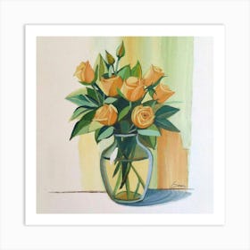 Bouquet of flowers inside a vase. Abstract artistic drawing 11 Art Print