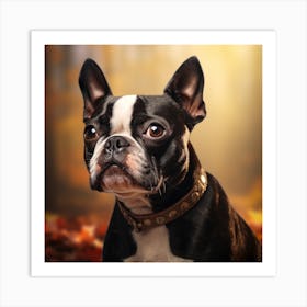 Boston Terrier Dog Portrait Art Print