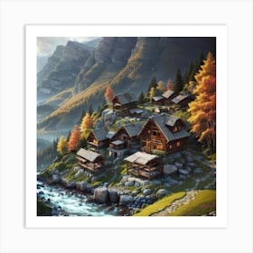 Village In The Mountains 1 Art Print