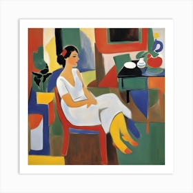 Matisse Style Woman Sitting In A Chair Art Print