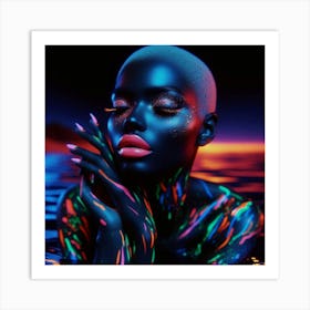 Ebony Woman In The Water Art Print