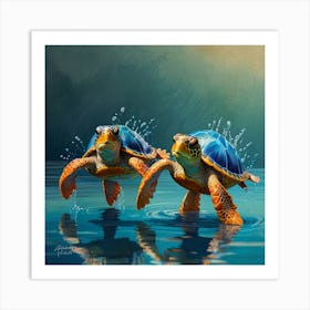 Turtles In The Water 2 Art Print