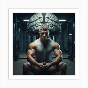 Man With Brain In Gym Art Print