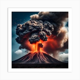 An artistic image of a volcano exploding violently. Art Print