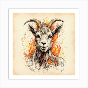 Goat In Flames 11 Art Print