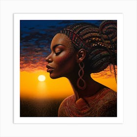 Sunset African Woman Art Print