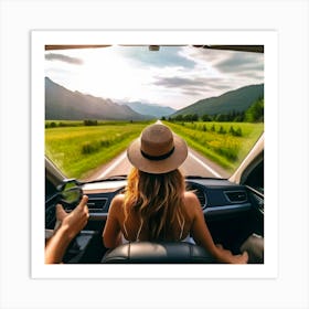 Vacation Drive Journey Tour Tourism Drone Route Enjoy People Happy Friends Female Down S (2) Art Print