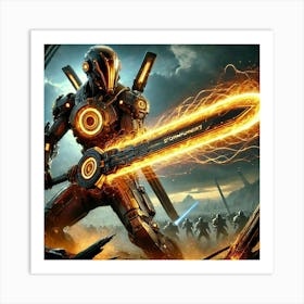 A Sci Fi Depiction Of A Sentinel With Photonic Blade Art Print