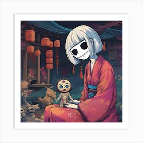 Manga Skeleton Girl Art Print