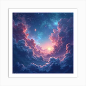 Galactic Watercolor With Dreamy Star Formations 1 Art Print