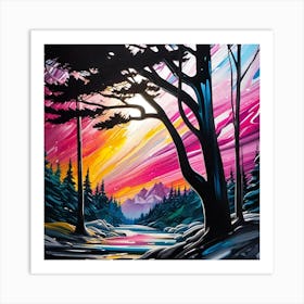 Sunset In The Woods 11 Art Print