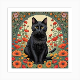 Cat In A Flower Garden Guardian Of The Garden (2) Art Print