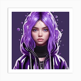 Purple Haired Girl Art Print