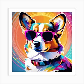 Corgi In Sunglasses 26 Art Print