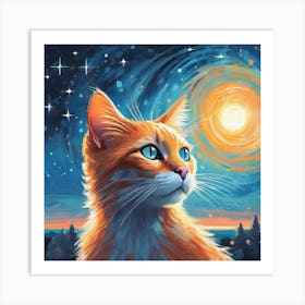 van gogh cat Art Print