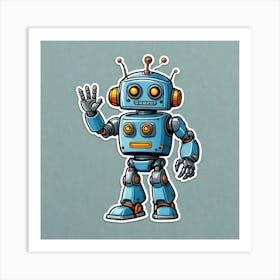 Robot Waving Art Print