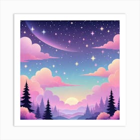 Sky With Twinkling Stars In Pastel Colors Square Composition 31 Art Print