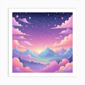 Sky With Twinkling Stars In Pastel Colors Square Composition 60 Art Print